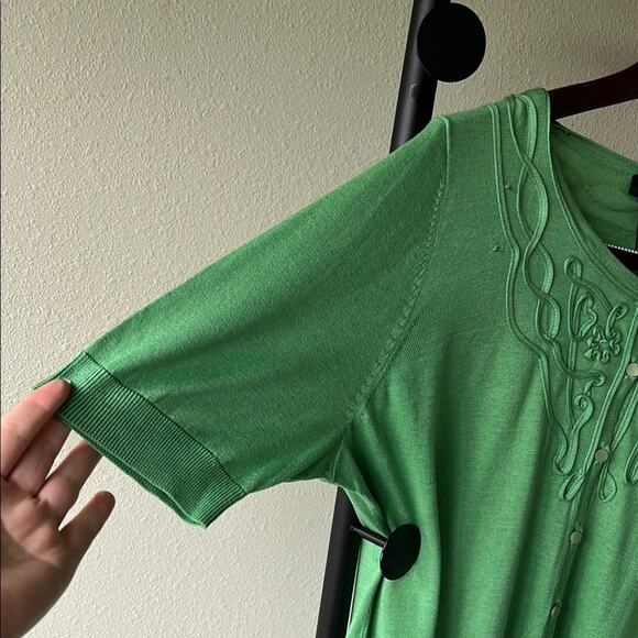 NWT Talbots Silk/Cotton Green Embroidered Cardigan - size 1X - Picture 9 of 13